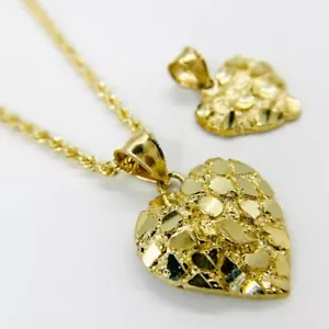 10k Massiv Gold Nugget Herz Charm Anhänger für Frauen Mädchen - Bild 1 von 4