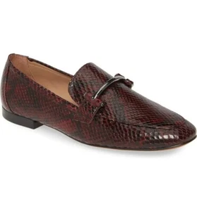 Women’s Linea Paolo $129 Iggy Wine/Black Snake Print Leather Loafer Size 7.5 NEW - Picture 1 of 6