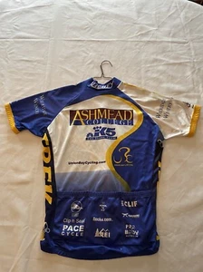 Bicycle Bike Jersey Full Zipper Short Sleeve Summer Ashmead College BLUE - Picture 1 of 5