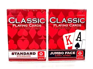 Carte da gioco Cartamundi marca classica Jumbo & Standard Faced rosse nuove con scatola set di 2 - Foto 1 di 7