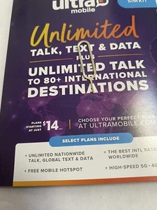Ultra Mobile Micro/Regular SIM card for Unlocked Cell Phones Calling Free Pin - Picture 1 of 5