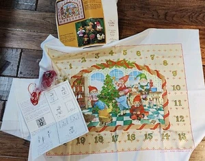 Elves Advent Calendar Kit Creative Circle 2148 18" x 24" painting polyester 1982 - Picture 1 of 15