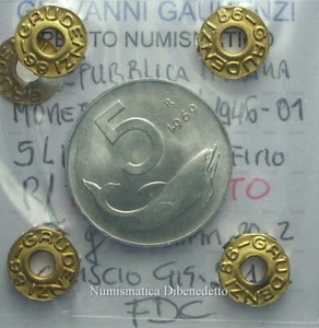 Italienische Republik - 5 Lire 1969 - 1 Capovolto N.C. - FDC / UNC - Gutachten - Bild 1 von 4