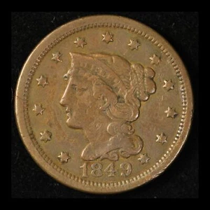 1849 Braided Hair Large Cent - Free Shipping USA - Picture 1 of 3