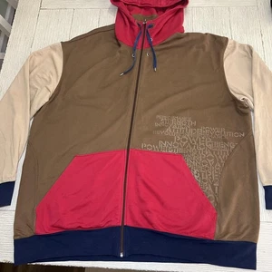 Vintage Nike Hoodie Herren 4XL braun rot durchgehender Reißverschluss Colorblock Grafik bestickt - Bild 1 von 9