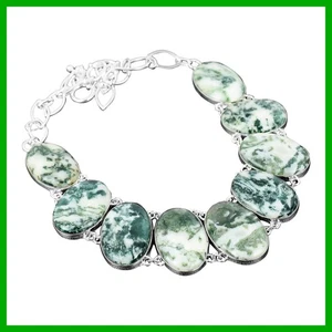 Collana catena pietra agata albero affare festa amicizia gioielli argento sterling 925 - Foto 1 di 7