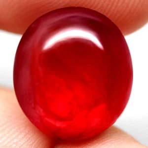 26.98Ct. Natural Gemstone Ruby Orangish Red Oval Cabochon Mozambique Sparkling! - Picture 1 of 7