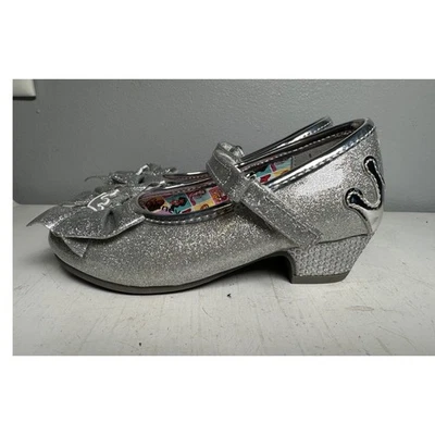 Disney Girls Princess Heels Silver Crown size 8 Mary Janes - Image 1 of 4