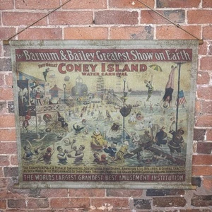 Vintage Stil Zirkus Wandbehang - große rustikale Wandfunktion - Leinwandbild - Bild 1 von 2