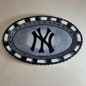 New York Yankees Keramik Servierplatte blau weiß gesprenkelt ovale Platte MLB - Bild 1 von 6
