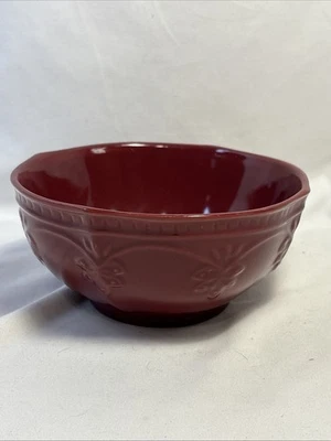 One Pioneer Woman ~ Rojo (Borgoña) ~ ENCAJE DE GRANJA ~ Gres ~ Cuenco de 6" Foto 1 de 4