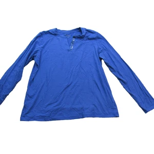 Denim & Company Shirt Womens Medium Blue Sequin Trim Long Sleeve Pullover Top - Picture 1 of 9