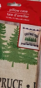 Christmas Pillow Cases Set Of 2 Tree Farm Farmhouse Burlap Green Trees - Picture 1 of 3