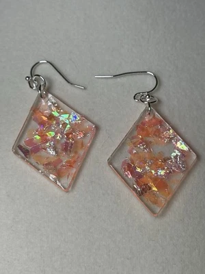 Retro Neon Orange Resin Earrings - Image 1 of 4