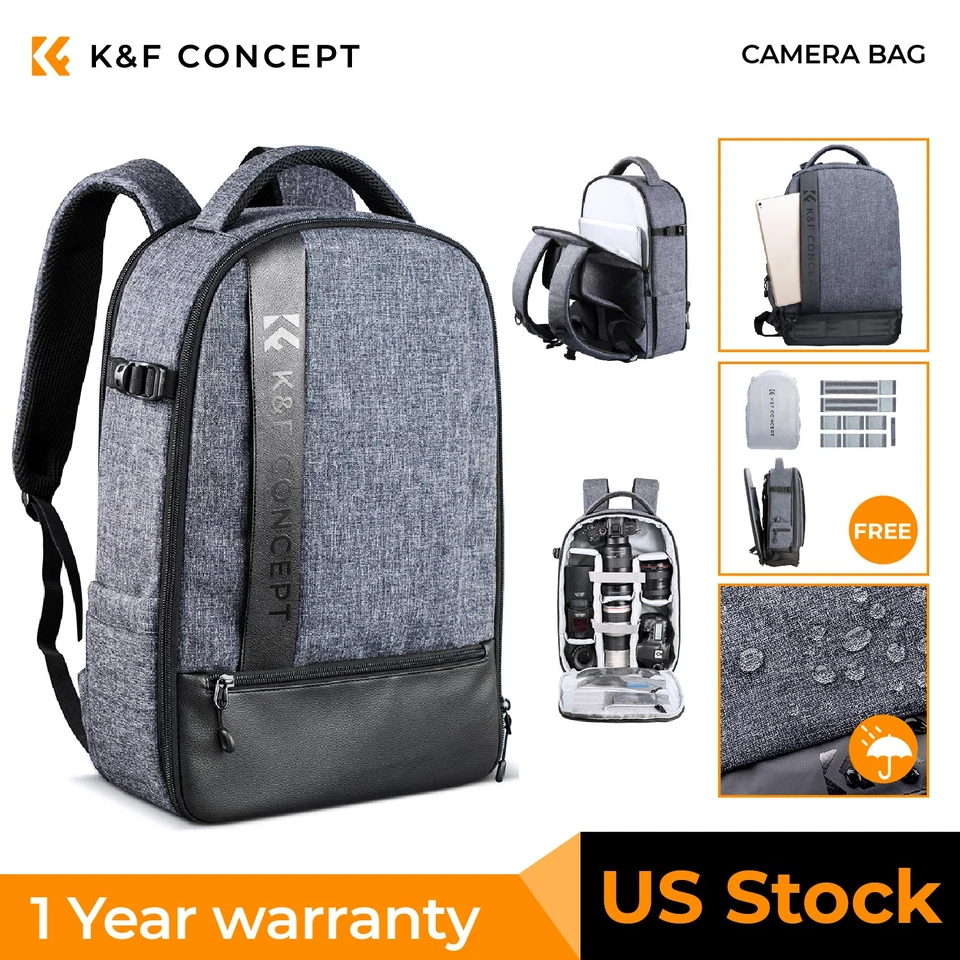 K&FConcept Camera Backpack Professional Large Bag Laptop Waterproof for DSLR SLR - Image 1 of 4