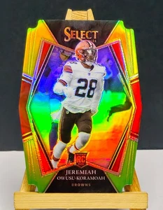 Jeremiah Owusu-Koramoah 2021 Select 191 radiocontrol verde amarillo PRIZM troquelado CLE novato - Imagen 1 de 2