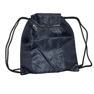 Lululemon schwarz Kordelzug Rucksack Turnbeutel leicht Nylontasche mit Reißverschlusstasche - Bild 1 von 6