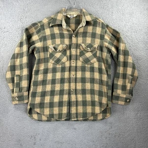 Vintage Woolrich Shacket Herren Medium grün hellbraun Büffel kariert Flanell Pattentasche - Bild 1 von 6