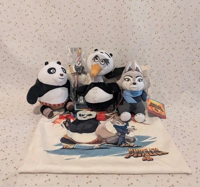 DreamWorks Промо Кунг-фу Панда 4 Набор из 3 Плюшевых Po, Zhen, Mr. Ping + Сумка  - Изображение 1 из 4