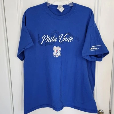 Philadelphia 76ers Men's XL Gildan Phila Unite NBA Short Sleeve Shirt Blue - Image 1 of 4