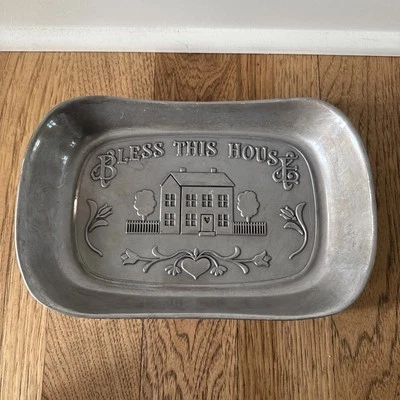 "Bless This House" Polished Pewter Tray by Wilton - Image 1 of 4