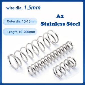 1.5mm Wire Dia Compression Spring 10-15mm Dia 10-200mm Length A2 Stainless Steel - Picture 1 of 17