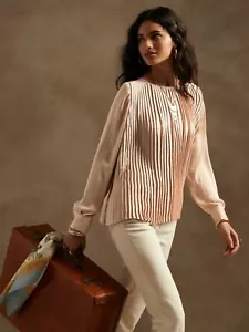 Blusa Banana Republic M in raso plissettato TAGLIA XS DUNE SABBIA CHIARA #749589 NUOVA - Foto 1 di 6