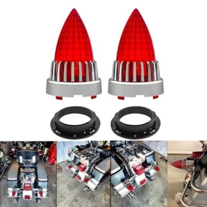 3 1/4'' Bullet Turn Signal Light Lamp Red Lenses Cover Caps Screw-in For Harley - Bild 1 von 7