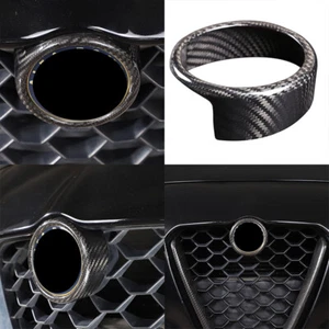 Carbon Fiber Car Front Grill Badge Ring Cover For Alfa Romeo Giulia 2017-2020 - Picture 1 of 10