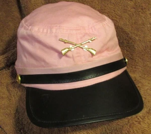 Civil War Style Brass Cross Rifles Hat Cap Pink Strap - Picture 1 of 4