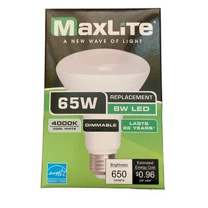 MaxLite BR30 LED Bulbs 8W 65W Replacement Dimmable Cool White 4000K E26 12-Pack - Picture 1 of 12