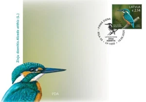 First day cover (FDC) of LATVIA 2020 - Birds - Common Kingfisher - Picture 1 of 1