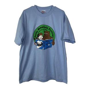 Camiseta de montaña vintage Hanes azul gráfico peso pesado XL puntada única EE. UU. - Imagen 1 de 9