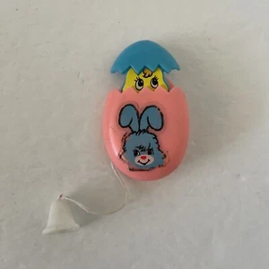 Vintage Easter Bunny Egg Pop-up Chick Pull String Moving Pink Pin Brooch - Picture 1 of 2