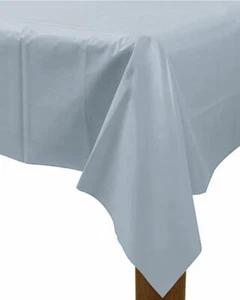 Shimmering Silver Party Supplies Plastic Tablecover Rectangle Tableware Birthday - Picture 1 of 1