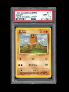 Pokemon PSA 10 GEM MINT Diglett Base Set Error Fighting Symbol Misprint Card #47 - Picture 1 of 2