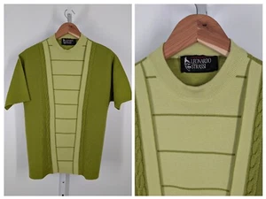 Leonardo Strassi Vintage 60s Atomic Green Mod Geometric Art Italian Knit Shirt - Picture 1 of 5