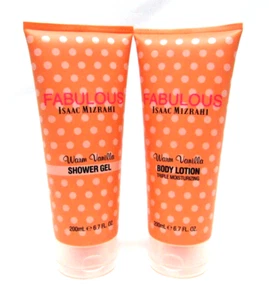 FABULOUS Isaac Mizrahi Paquete de 2 Gel de Ducha de Vainilla Cálido y Loción Corporal 6,7 oz cada uno - Imagen 1 de 5