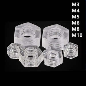 Transparent Kunststoff Sechskantmuttern Sechskantmuttern M3 M4 M5 M6 M8 M10 - Bild 1 von 12