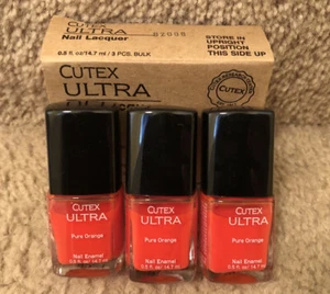 Cutex Ultra Pure Orange Nail Lacquer Enamel 0.5 fl. oz  Lot of 3 New with Box - Picture 1 of 2