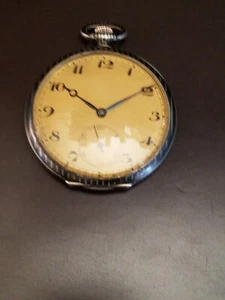 Reloj Bolsillo Raro Art Deco Niello .800 Esterlina Vogt Rayas Cazador Piezas/Reparación - Imagen 1 de 15