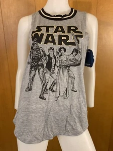 NEW GREY STAR WARS GOLD FOIL TANK TOP SMALL - Picture 1 of 3