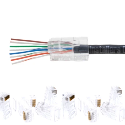 Paquete de 1000 conectores de cable UTP enchufe modular de red Cat6 RJ45 paso final a través de EZ Foto 1 de 4