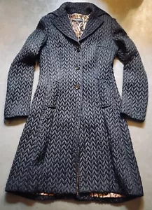 Dolce Gabbana womens Black wool/silk quilted light coat leopard lined sz 42 - Picture 1 of 10