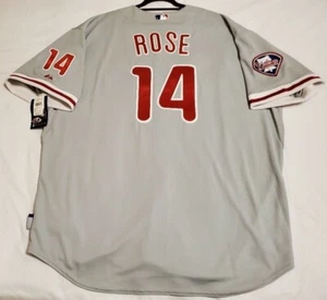 Authentic Majestic PETE ROSE 60 4XL PHILADELPHIA PHILLIES GRAY COOL BASE JERSEY - Picture 1 of 5