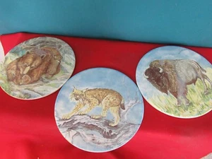 106. Set of 3 KERAMIK Decorative Tiles Buffalo Tiger and Bear Hot Plates etc. - Picture 1 of 5