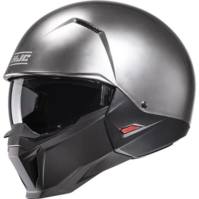 HJC i20 Solid Motorrad Helm Jethelm mit Sonnenblende Hyper silber - Bild 1 von 4