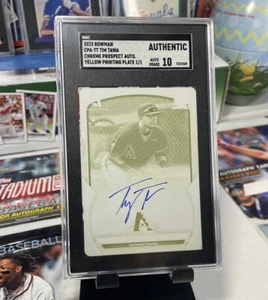 2023 Bowman 1st Tim Tawa Auto 1/1 Yellow Printing Plate Graded SGC 10 Dbacks - Picture 1 of 4