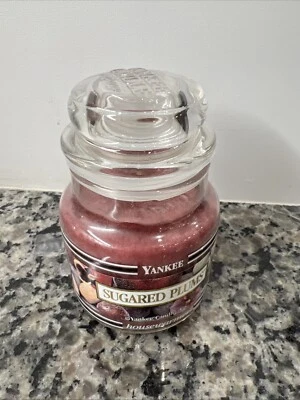 Yankee Candle Sugared Plums Black Banded Small Glass Jar  Scent 3.7 oz Unused - Image 1 of 4