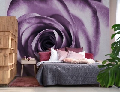 Girly bedroom Photo Wallpaper 126x90 inch WxH Purple Rose floral wall mural - Image 1 of 4